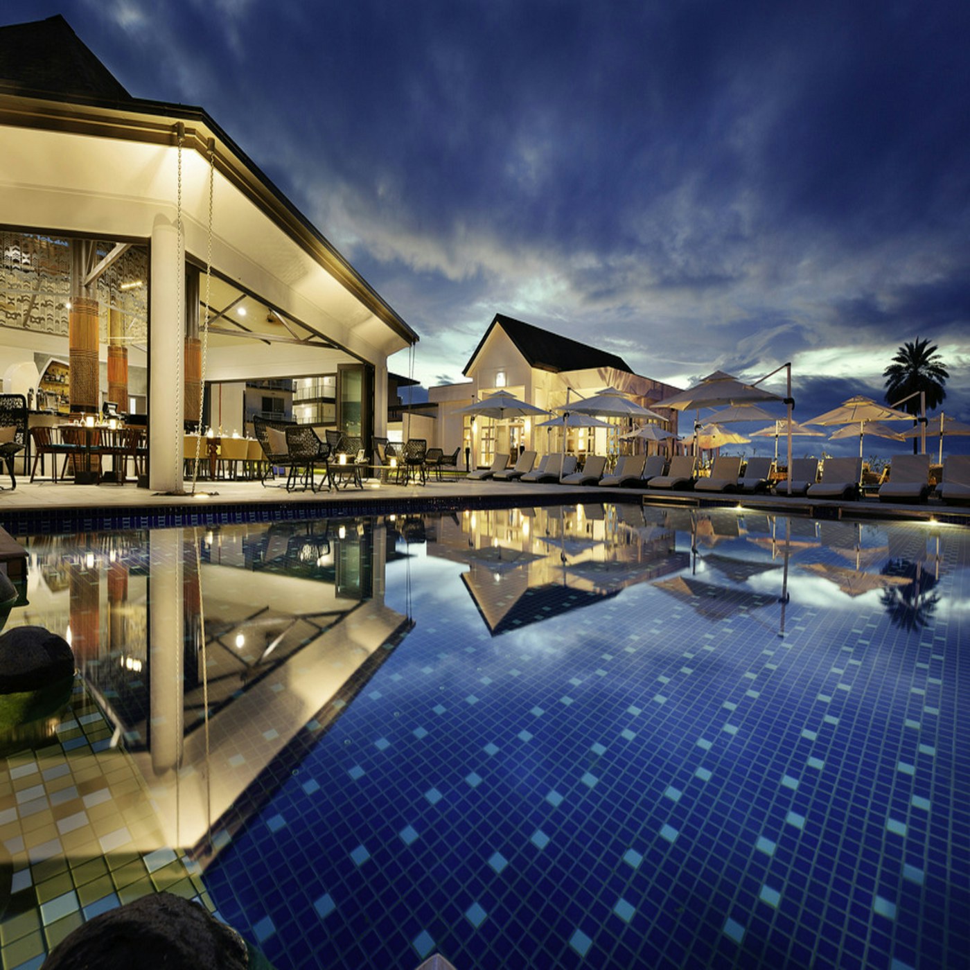Luxury Caribbean villa at sunset